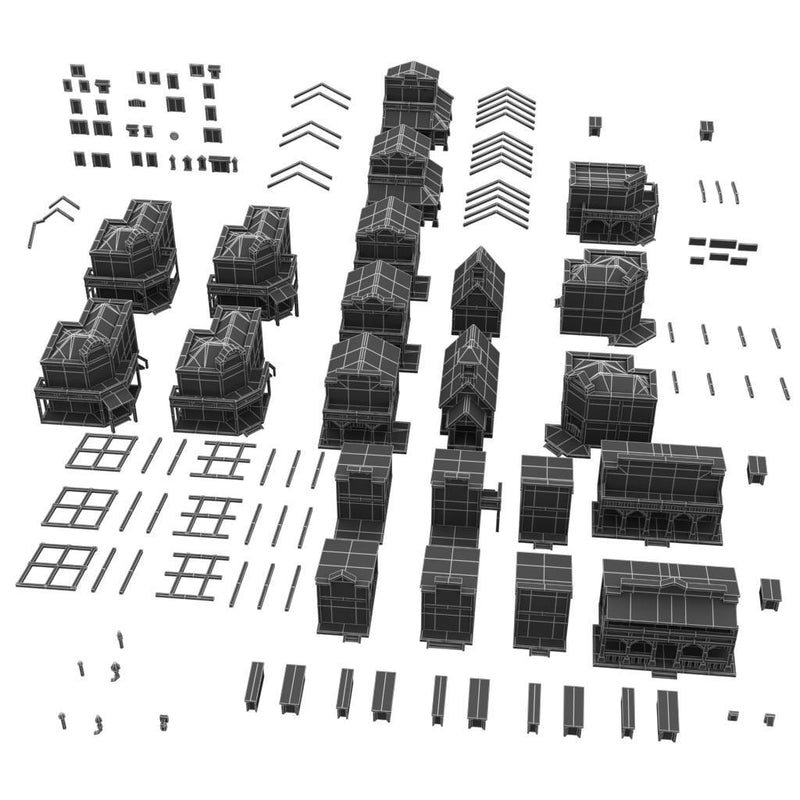 Buildings - Western Pixel Town  - Low Poly 3D Model