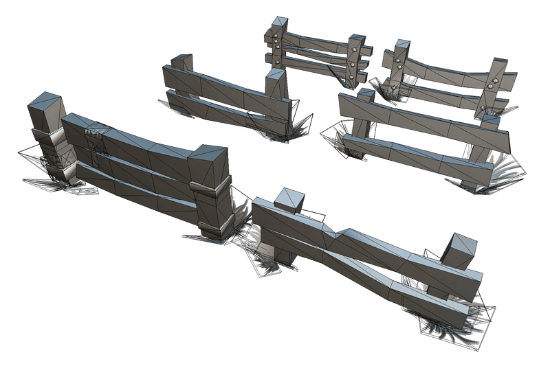 Buildings - Wooden Fence Set 02 - Low Poly Hand Painted