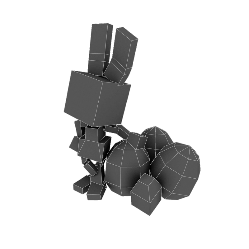 Character - Pixel Rabbit - Low Poly 3D Model