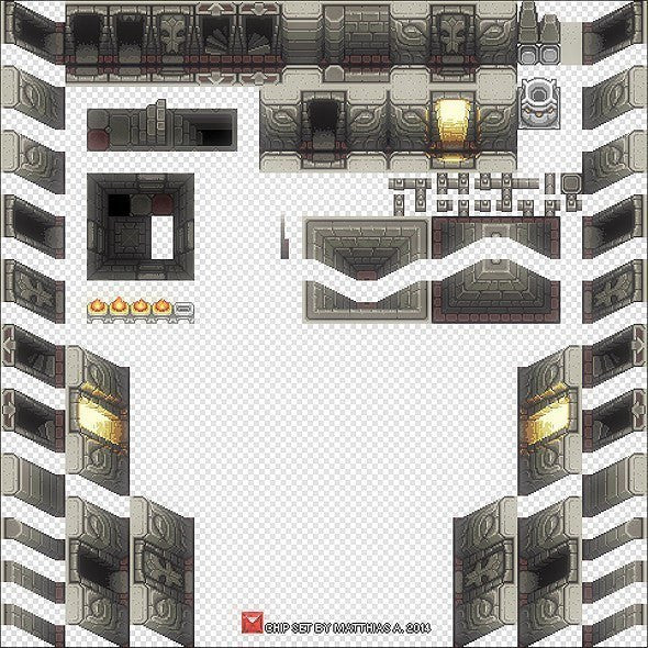 2D Environment - 2D Pixel Dungeon Level Chip Set 01
