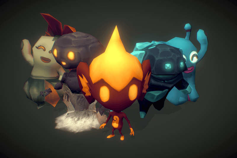 Low Poly Elementals Set - Hand Painted