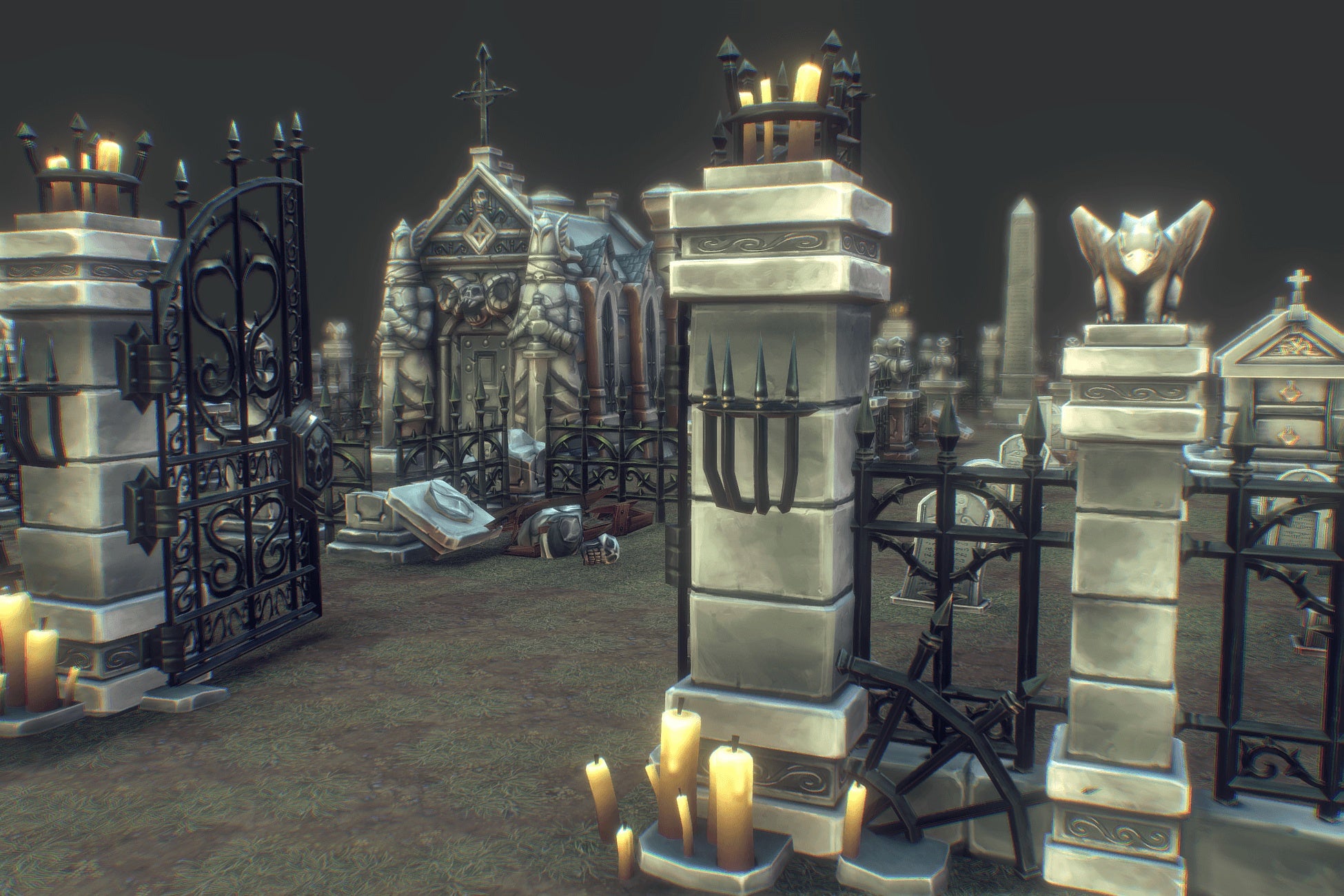 Cemetery Generic Low Poly Cemetery Set