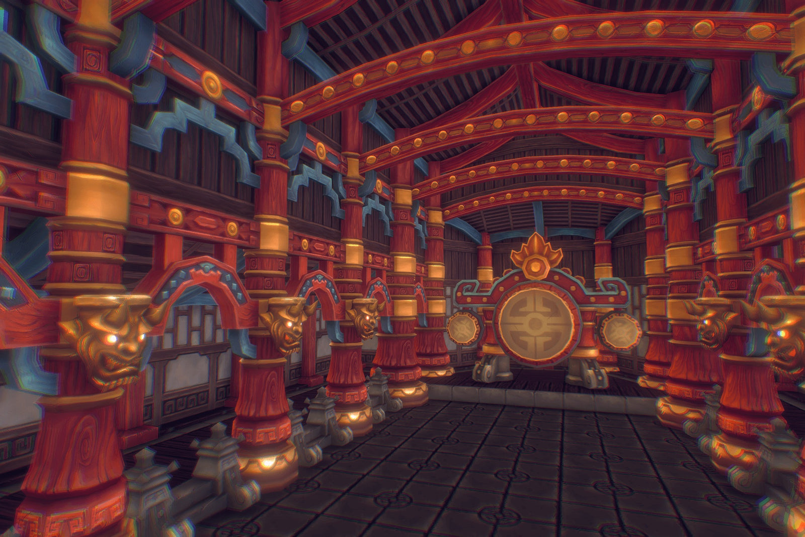 Chinese Dojo Layout Low Poly Chinese Dojo