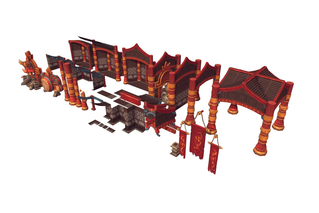 Chinese Dojo Layout Low Poly Chinese Dojo