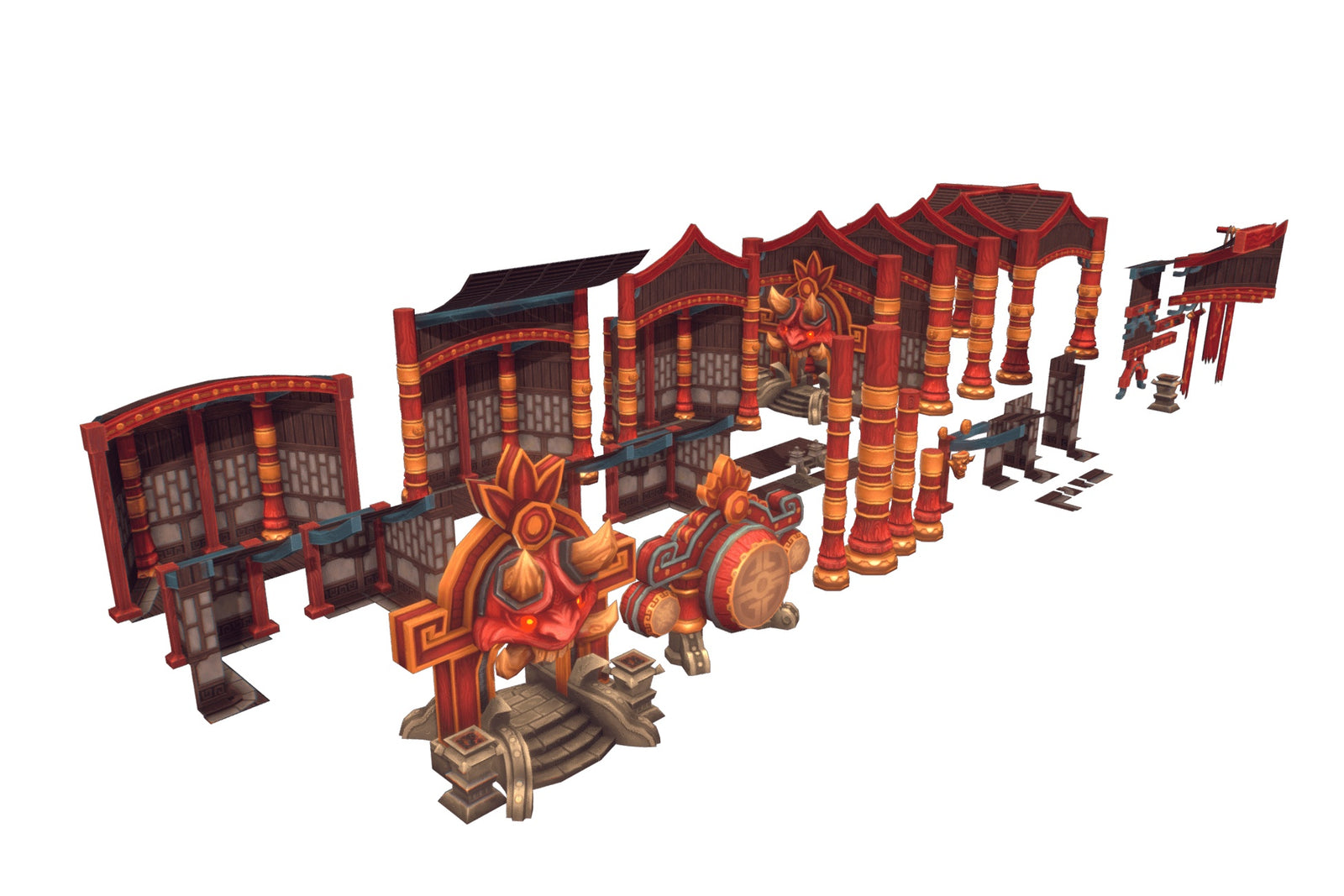 Chinese Dojo Layout Low Poly Chinese Dojo