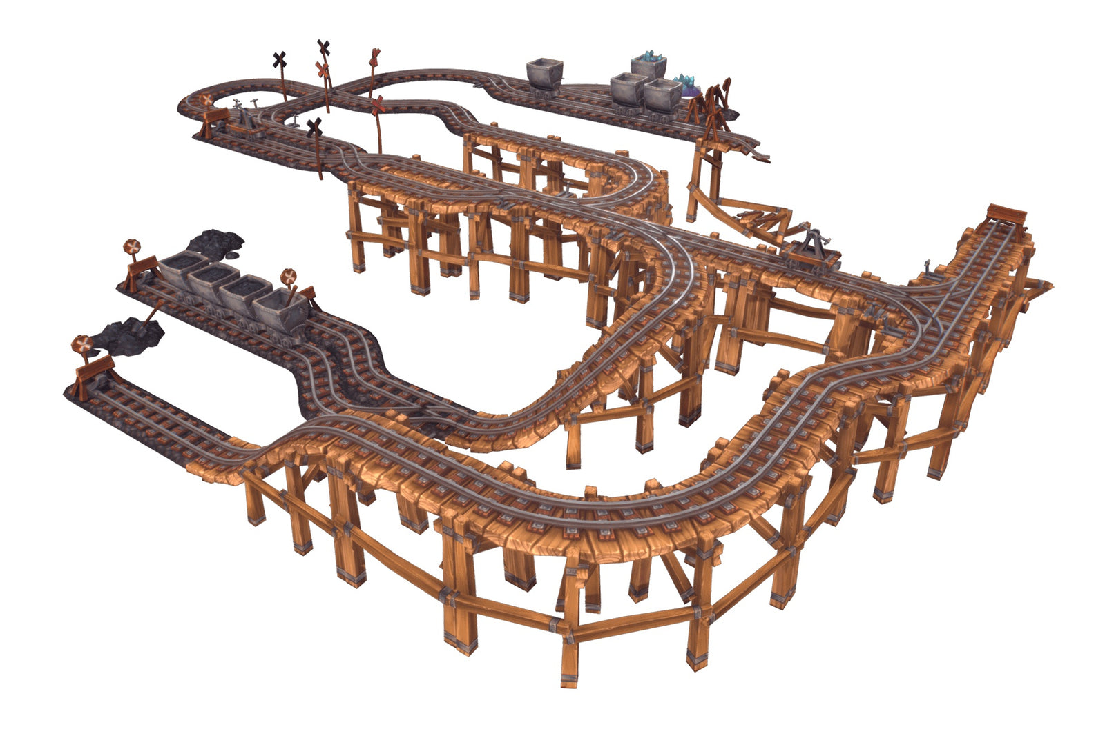 Low Poly Modular Rail Set