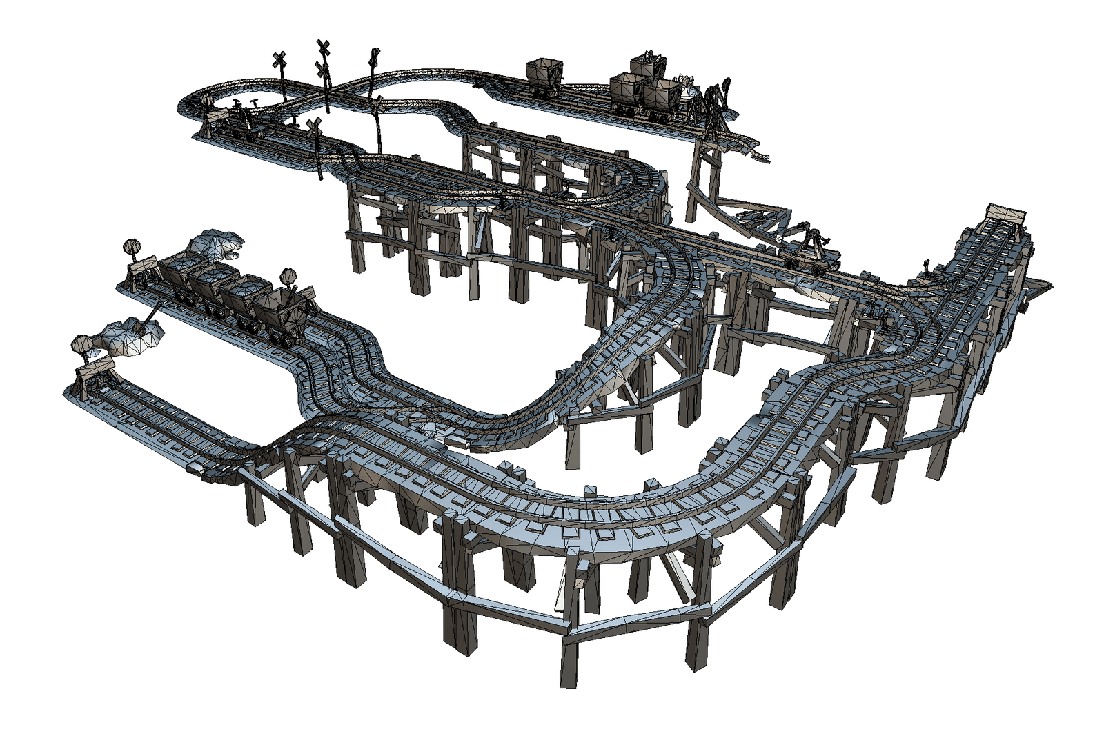 Low Poly Modular Rail Set