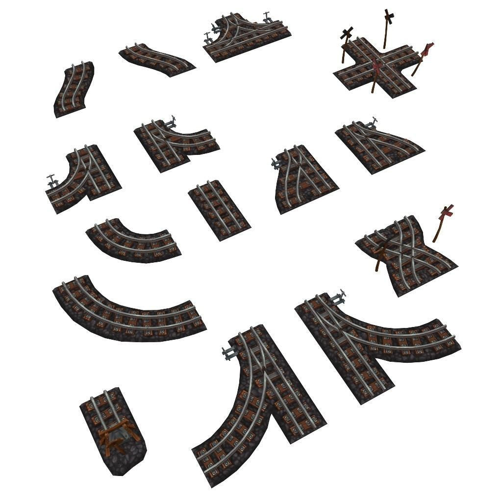 Low Poly Modular Rail Set