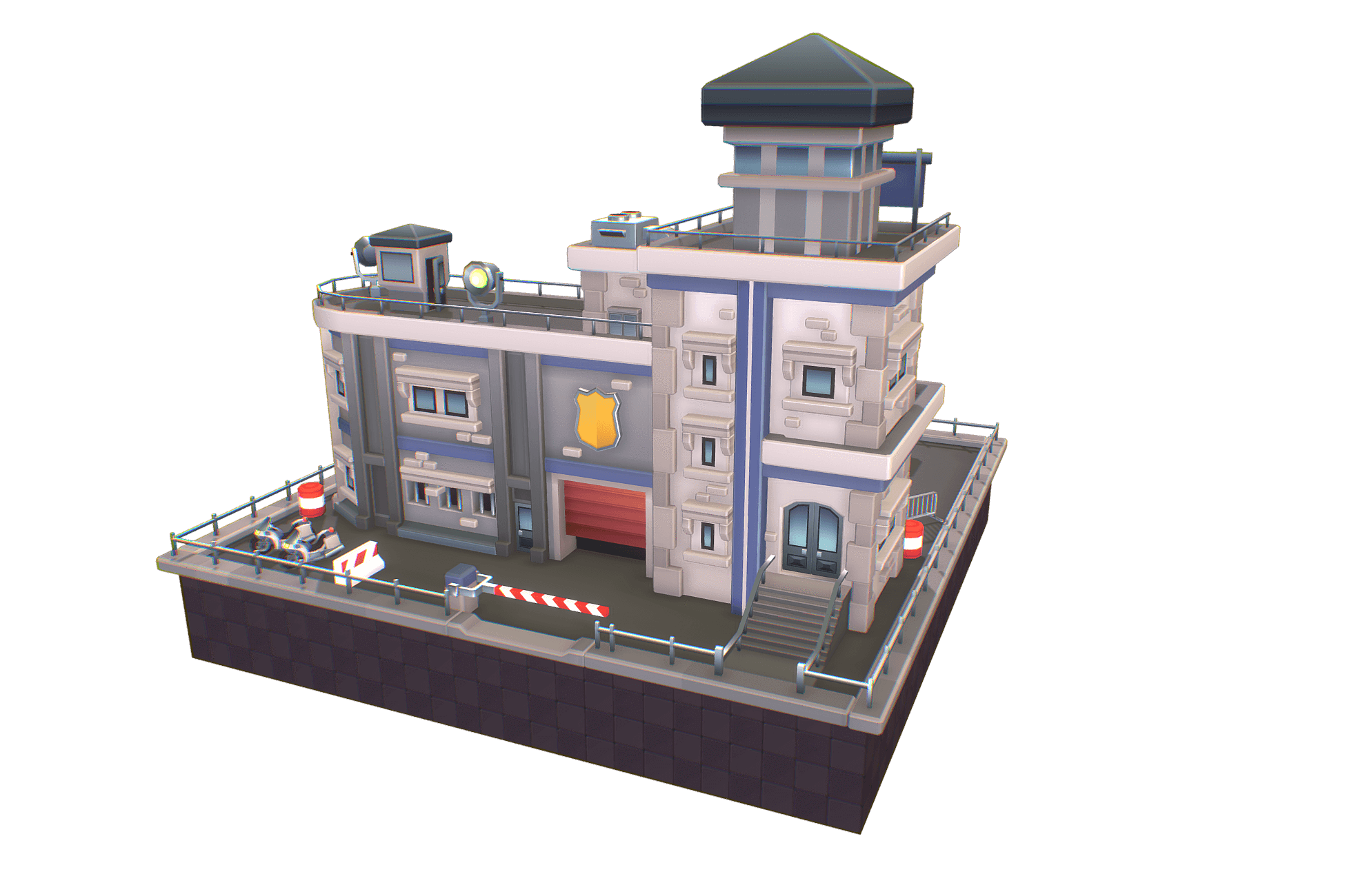 Low Poly Police Station Proto Series 3D Models