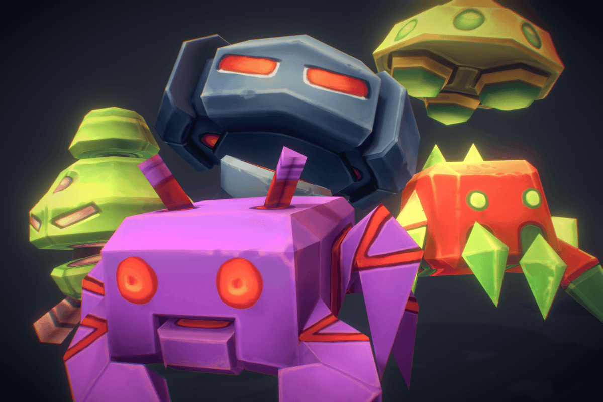 Space Invaders Low Poly 3D Models, image size:1200x800