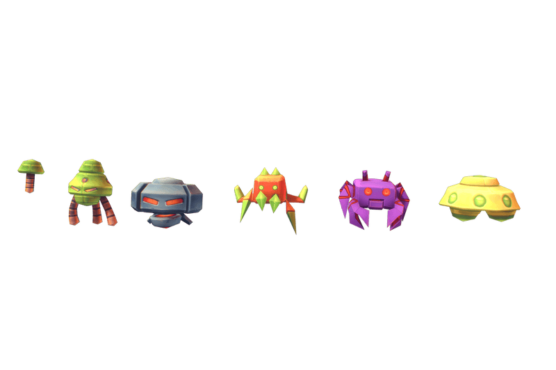 Space Invaders - Low Poly Hand Painted