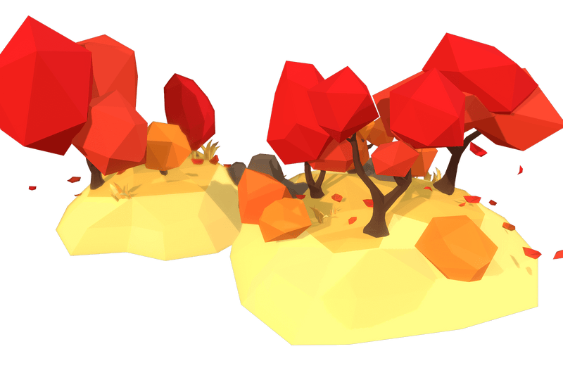 Autumn Trees Set - Faceted Style