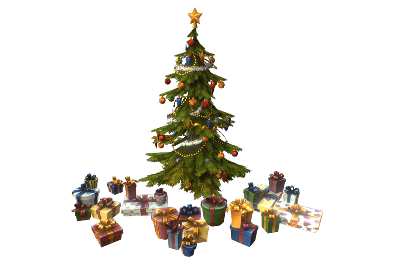 Christmas Tree & Presents - Hand Painted