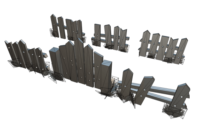 Props - Wooden Fence Set 03 - Low Poly Hand Painted