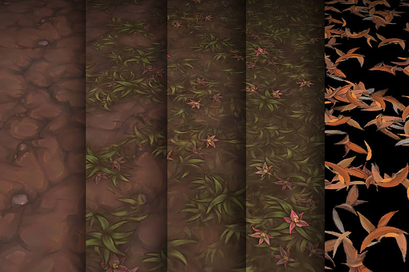 Grass Dirt Leaves - Hand Painted Texture Pack 12