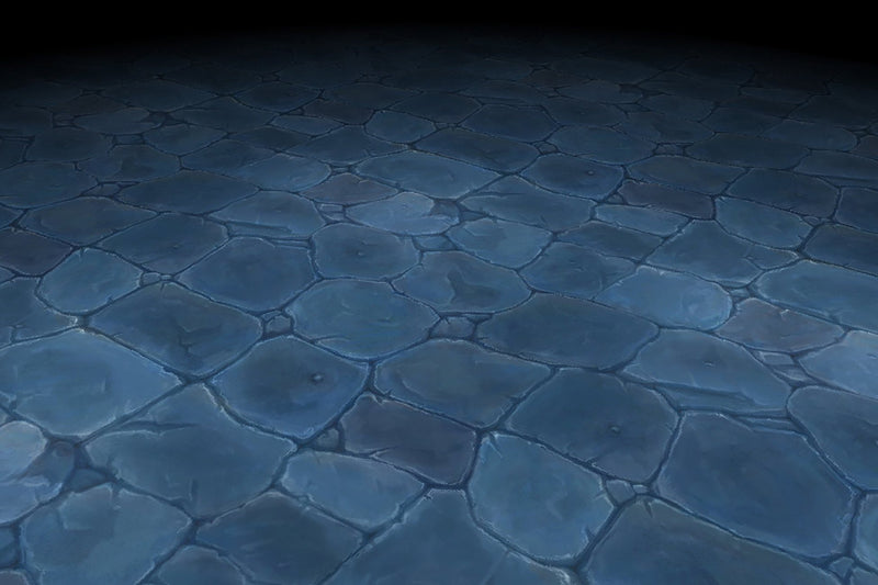 Stone Floor Dark Blue Path Tiles Hand Painted Texture