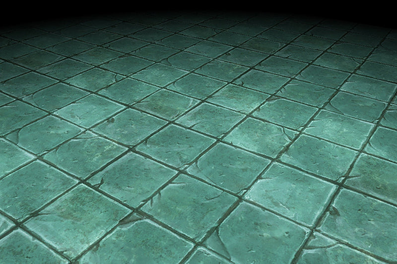 Stone Floor Green Tiles Hand Painted Texture